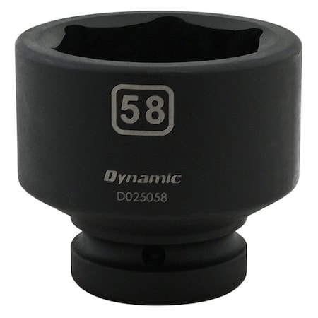 Dynamic 1" Drive Standard Socket, Black Phosphate, Tools 58MM X 1" Drive, 6 Point Standard Length D025058